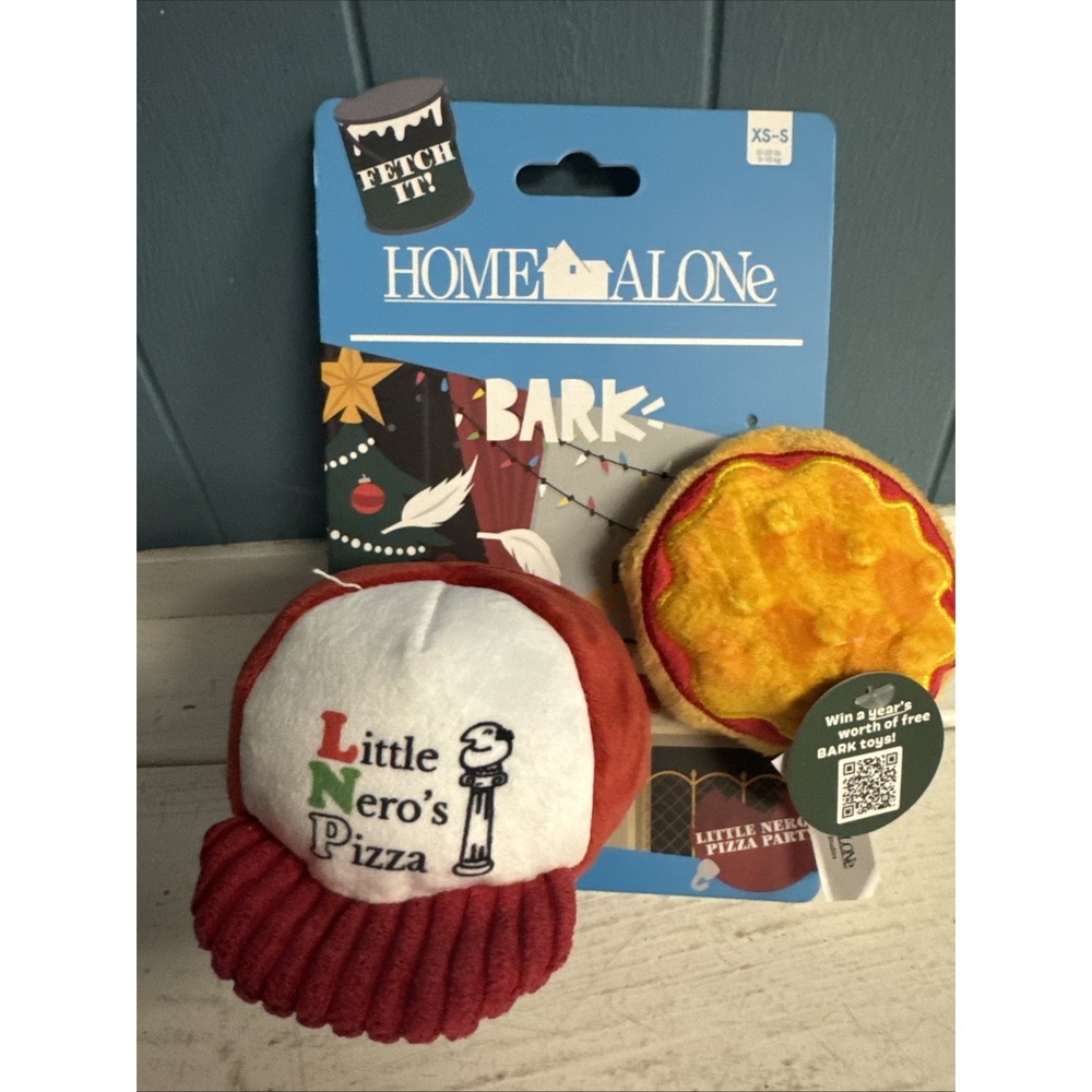 Bark Box Little Nero Pizza Party Home Alone Plush Christmas Holiday Dog Toy XS/S